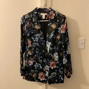 Floral satin-y blazer never worn
